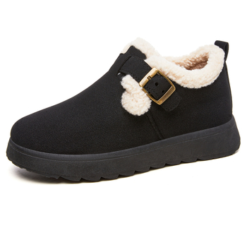 Női téli pamut cipő műszőrme béléssel, külső Mongolian Velvet, alacsony felső rész, PVC talp, slip-on
