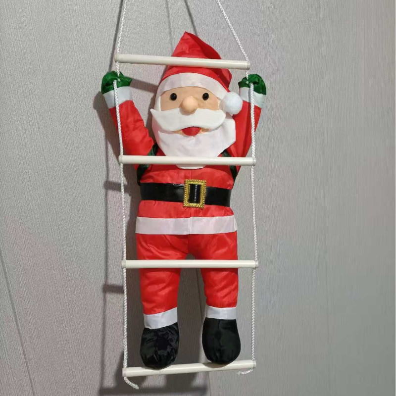 Plastový vianočný ornament: Mikuláš na rebríku, dekorácia pre Vianoce, Zelu