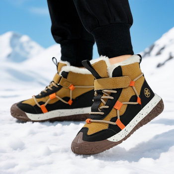 Chlapčenské zimné topánky do snehu pre deti vo veku 7–16 rokov so silnou výstelkou, zapínanie na suchý zips, podrážka TPR