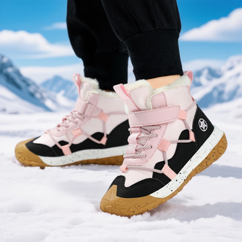 Chlapčenské zimné topánky do snehu pre deti vo veku 7–16 rokov so silnou výstelkou, zapínanie na suchý zips, podrážka TPR