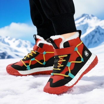 Chlapčenské zimné topánky do snehu pre deti vo veku 7–16 rokov so silnou výstelkou, zapínanie na suchý zips, podrážka TPR