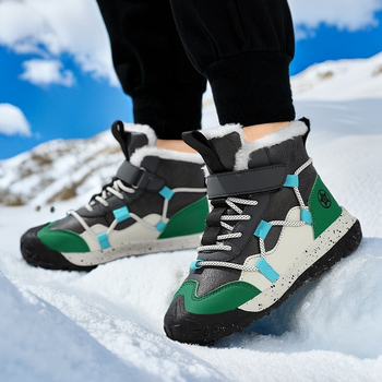 Chlapčenské zimné topánky do snehu pre deti vo veku 7–16 rokov so silnou výstelkou, zapínanie na suchý zips, podrážka TPR