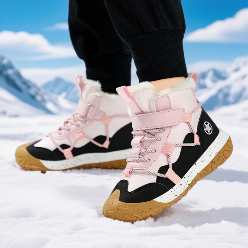 Chlapčenské zimné topánky do snehu pre deti vo veku 7–16 rokov so silnou výstelkou, zapínanie na suchý zips, podrážka TPR