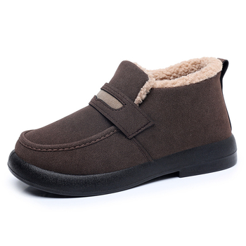 Dámske zimné topánky z PU materiálu s fleecovou podšívkou, korejský štýl, slip-on s Velcro zapínaním, gumová podrážka, nízky podpätok 1–3 cm