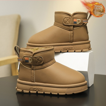 Detské snehové čižmy, unisex, vrchný materiál umelej kože, členkové krátke čižmy, vek 4–16 rokov, európsko-americký štýl