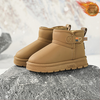 Detské snehové čižmy, unisex, vrchný materiál umelej kože, členkové krátke čižmy, vek 4–16 rokov, európsko-americký štýl