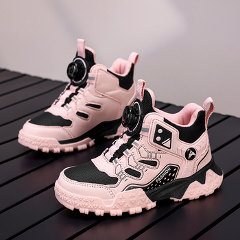 Detské kožené tenisky s otočným viazaním, priedušné, ľahké, podrážka z TPR, pruhovaný vzor