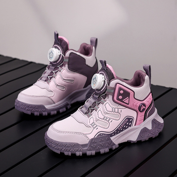 Detské kožené tenisky s otočným viazaním, priedušné, ľahké, podrážka z TPR, pruhovaný vzor