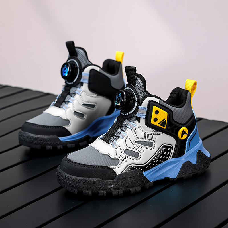 Detské kožené tenisky s otočným viazaním, priedušné, ľahké, podrážka z TPR, pruhovaný vzor