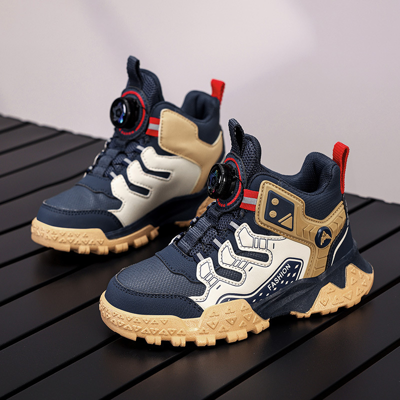 Detské kožené tenisky s otočným viazaním, priedušné, ľahké, podrážka z TPR, pruhovaný vzor