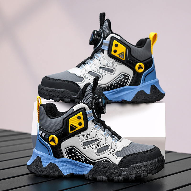 Detské kožené tenisky s otočným viazaním, priedušné, ľahké, podrážka z TPR, pruhovaný vzor