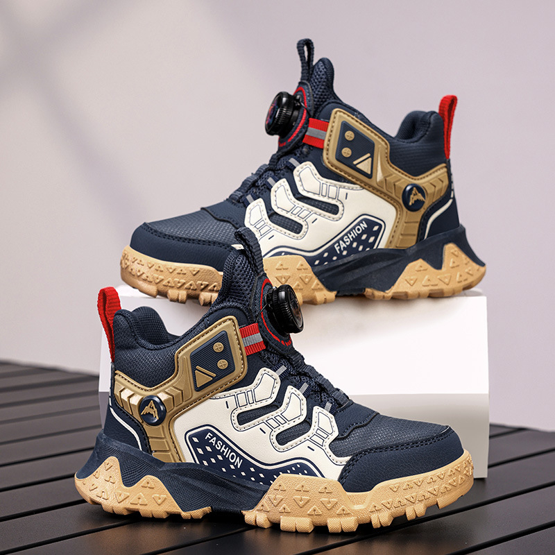 Detské kožené tenisky s otočným viazaním, priedušné, ľahké, podrážka z TPR, pruhovaný vzor