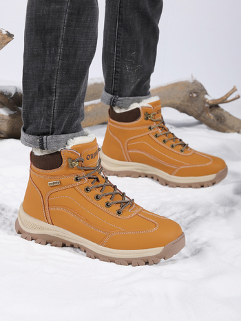 Ορειβατικά Παπούτσια Υψηλής Κορφής Για Χειμώνα - Κλείσιμο Με Κορδόνια Εμπρός - Αντιολισθητική Καουτσούκ Εξωτερική Σόλα - Εσωτερική Επένδυση Από Συνθετικό Κοντό Πλυς