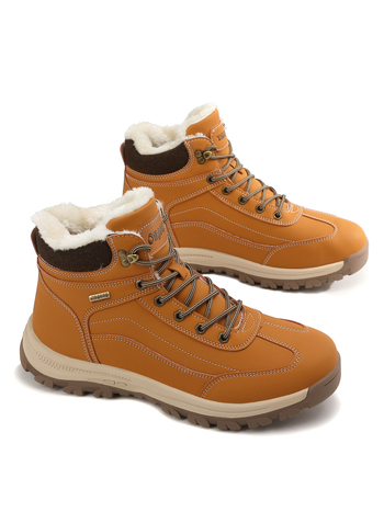 Ορειβατικά Παπούτσια Υψηλής Κορφής Για Χειμώνα - Κλείσιμο Με Κορδόνια Εμπρός - Αντιολισθητική Καουτσούκ Εξωτερική Σόλα - Εσωτερική Επένδυση Από Συνθετικό Κοντό Πλυς