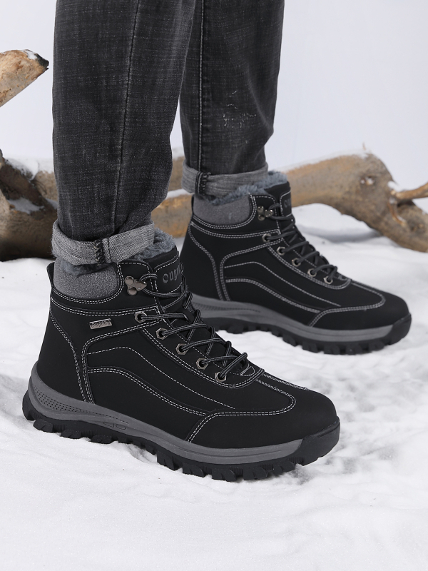 Ορειβατικά Παπούτσια Υψηλής Κορφής Για Χειμώνα - Κλείσιμο Με Κορδόνια Εμπρός - Αντιολισθητική Καουτσούκ Εξωτερική Σόλα - Εσωτερική Επένδυση Από Συνθετικό Κοντό Πλυς