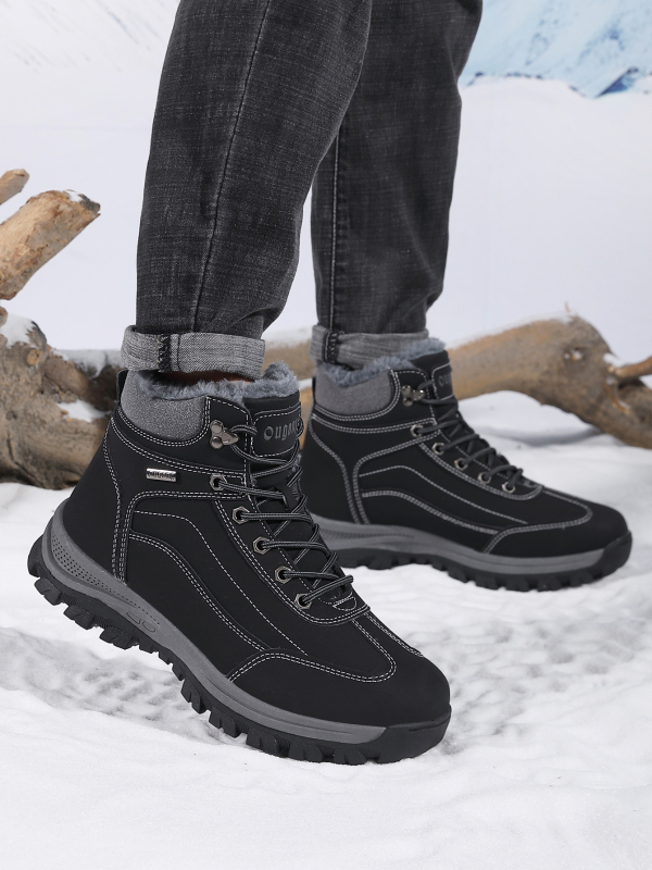 Ορειβατικά Παπούτσια Υψηλής Κορφής Για Χειμώνα - Κλείσιμο Με Κορδόνια Εμπρός - Αντιολισθητική Καουτσούκ Εξωτερική Σόλα - Εσωτερική Επένδυση Από Συνθετικό Κοντό Πλυς