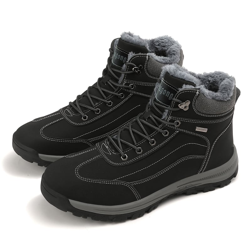 Ορειβατικά Παπούτσια Υψηλής Κορφής Για Χειμώνα - Κλείσιμο Με Κορδόνια Εμπρός - Αντιολισθητική Καουτσούκ Εξωτερική Σόλα - Εσωτερική Επένδυση Από Συνθετικό Κοντό Πλυς
