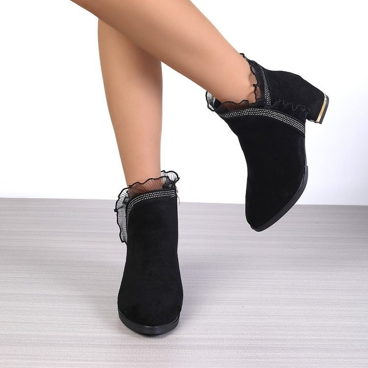 Topánky s kožušinkou, bočný zips, PU vrchná časť, gumová podrážka, vysoký podpätok 6-8 cm