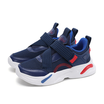 Detské sieťovinové bežecké topánky na suchý zips – dýchateľné, ľahké, protišmykové, EVA podrážka, unisex, jar a jeseň, pre deti 4–16 rokov