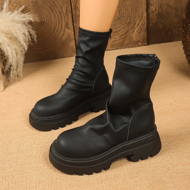 Martin topánky s PU horným dielom, gumová podrážka, nízka členková výška, guľatá špička, zadný zips (PU horný diel, gumová podrážka, nízka členková výška, guľatá špička, zadný zips)