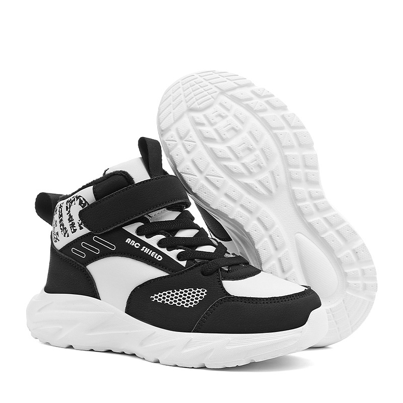 Detské zimné teplé vysoké športové tenisky so suchým zipsom, syntetická koža, MD podrážka, unisex, vek 7–16 rokov