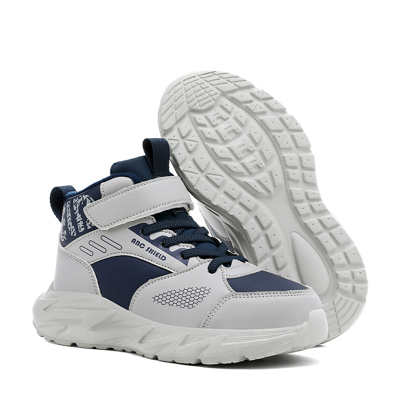 Detské zimné teplé vysoké športové tenisky so suchým zipsom, syntetická koža, MD podrážka, unisex, vek 7–16 rokov