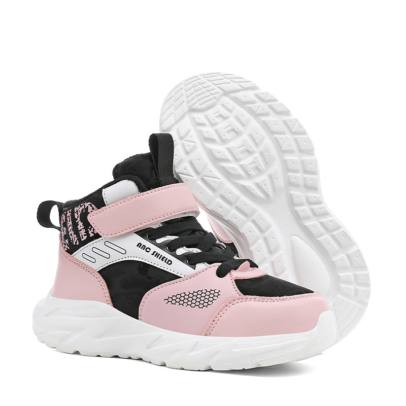 Detské zimné teplé vysoké športové tenisky so suchým zipsom, syntetická koža, MD podrážka, unisex, vek 7–16 rokov