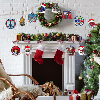 Drevené ozdoby na Vianoce: Sada 36 zahnutých hokejových korčúľ – drevené ozdoby, Značka Independent, Model 22126