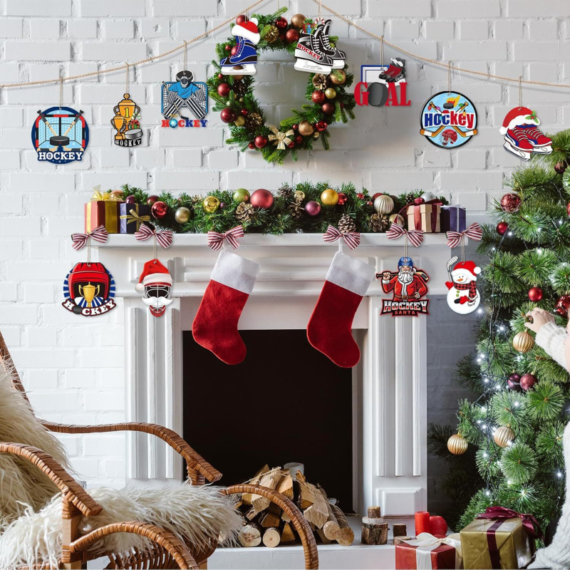 Drevené ozdoby na Vianoce: Sada 36 zahnutých hokejových korčúľ – drevené ozdoby, Značka Independent, Model 22126