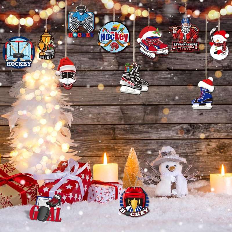 Drevené ozdoby na Vianoce: Sada 36 zahnutých hokejových korčúľ – drevené ozdoby, Značka Independent, Model 22126