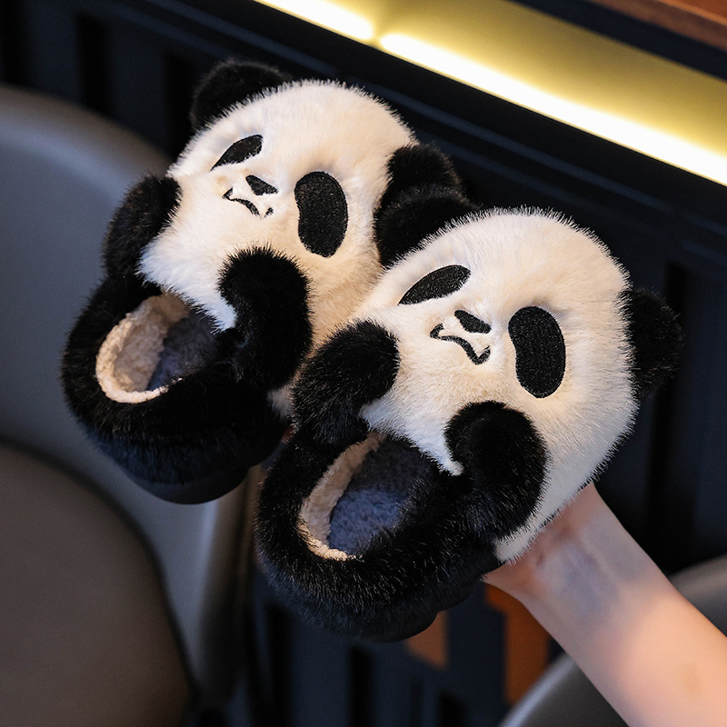 Detské bavlnené papuče do interiéru - unisex, cartoon vzor, vrchný materiál z jemného zamatového veluru, PVC podrážka, hrubé a teplé na zimu