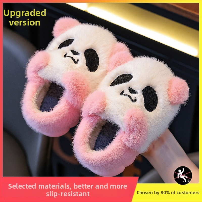 Detské bavlnené papuče do interiéru - unisex, cartoon vzor, vrchný materiál z jemného zamatového veluru, PVC podrážka, hrubé a teplé na zimu