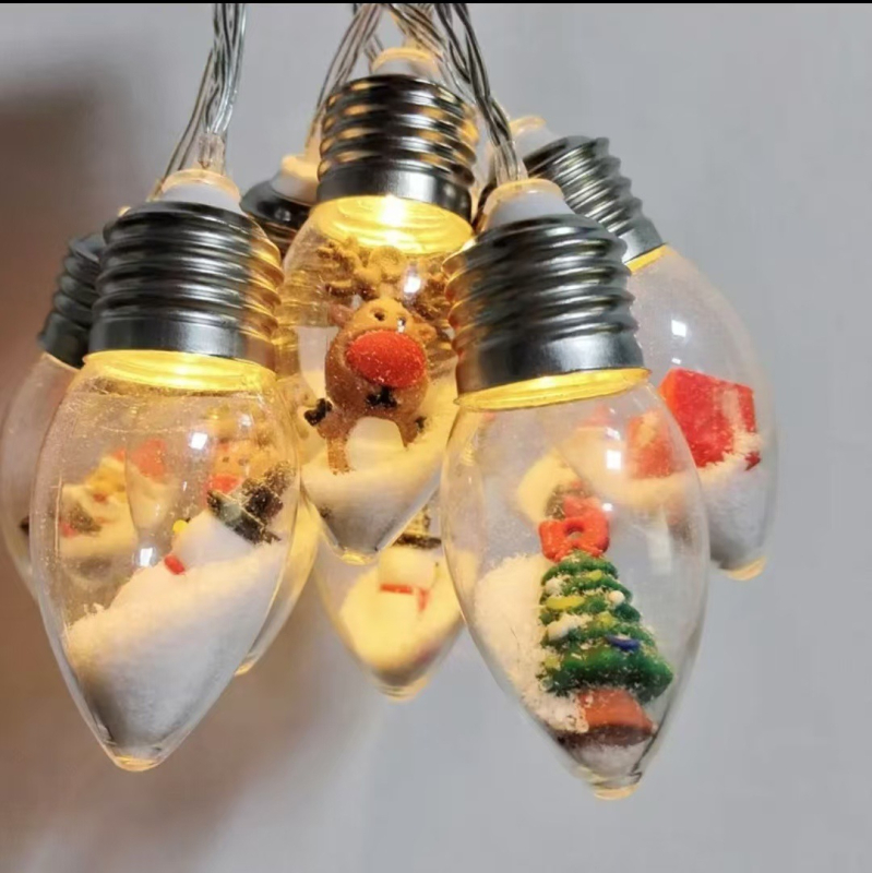 Božićne LED niz lampica sa snježnim pahuljama motívom, 10 LED, 3000K, IP43, 1000 lm, napajanje baterijom