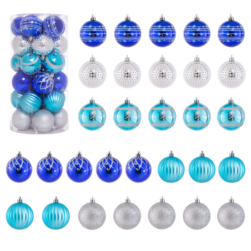 Plastične božićne kuglice s različitim oblicima, 30 komada