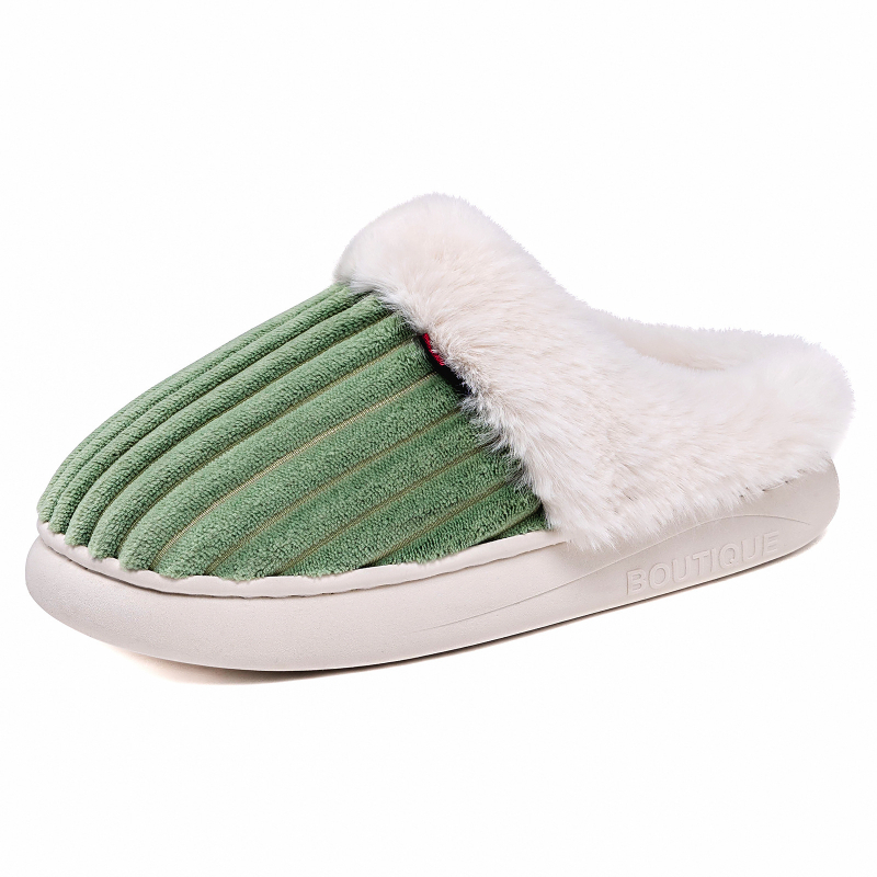 Női téli pamut papucs velúr felsőrésszel, műszőrös bélés, EVA talp, slip-on beltéri használatra