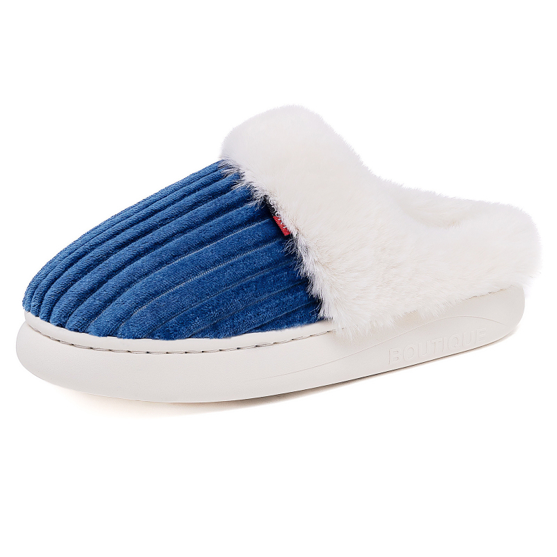 Női téli pamut papucs velúr felsőrésszel, műszőrös bélés, EVA talp, slip-on beltéri használatra