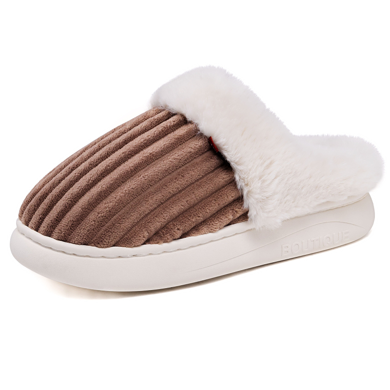 Női téli pamut papucs velúr felsőrésszel, műszőrös bélés, EVA talp, slip-on beltéri használatra