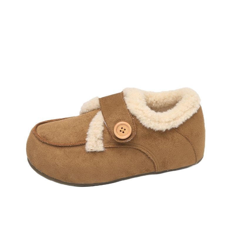 Női velúr mokaszín műszőrmés béléssel, slip-on, hal formájú orr, gumitalp