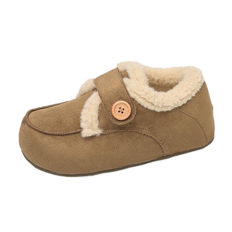 Női velúr mokaszín műszőrmés béléssel, slip-on, hal formájú orr, gumitalp
