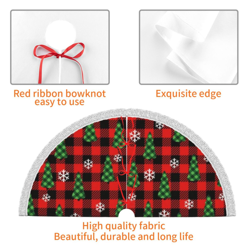 Prispôsobená vianočná sukňa pod stromček s strapcami po okraji, polyester