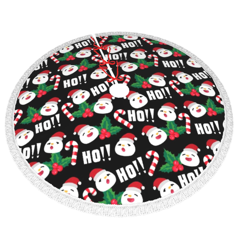 Prispôsobená vianočná sukňa pod stromček s strapcami po okraji, polyester