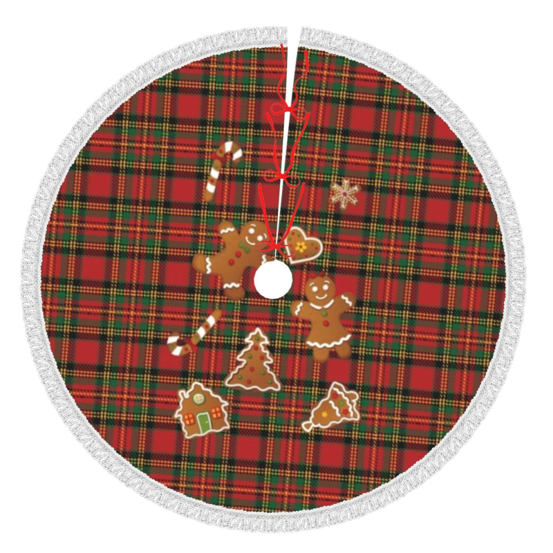 Prispôsobená vianočná sukňa pod stromček s strapcami po okraji, polyester