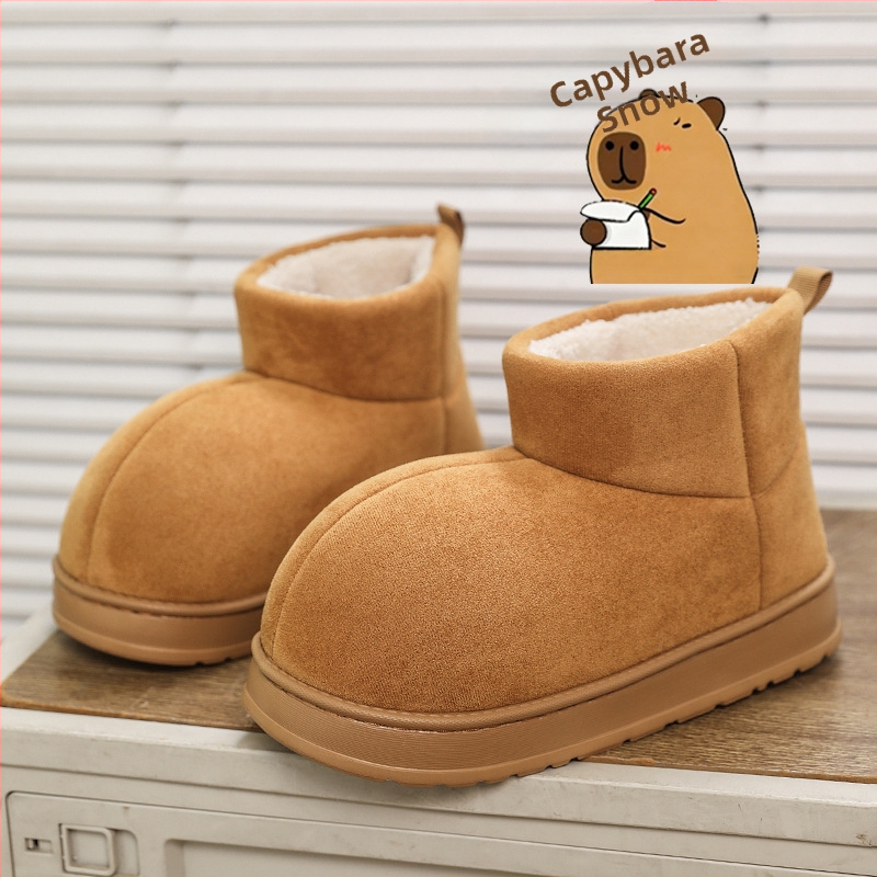 Zimné snehové čižmy – kórejský štýl, teplá podšívka, unisex (Zvýšenie výšky; Okrúhla špička; Vrchný materiál: bavlna; Výška podpätku: stredná 3–5 cm)