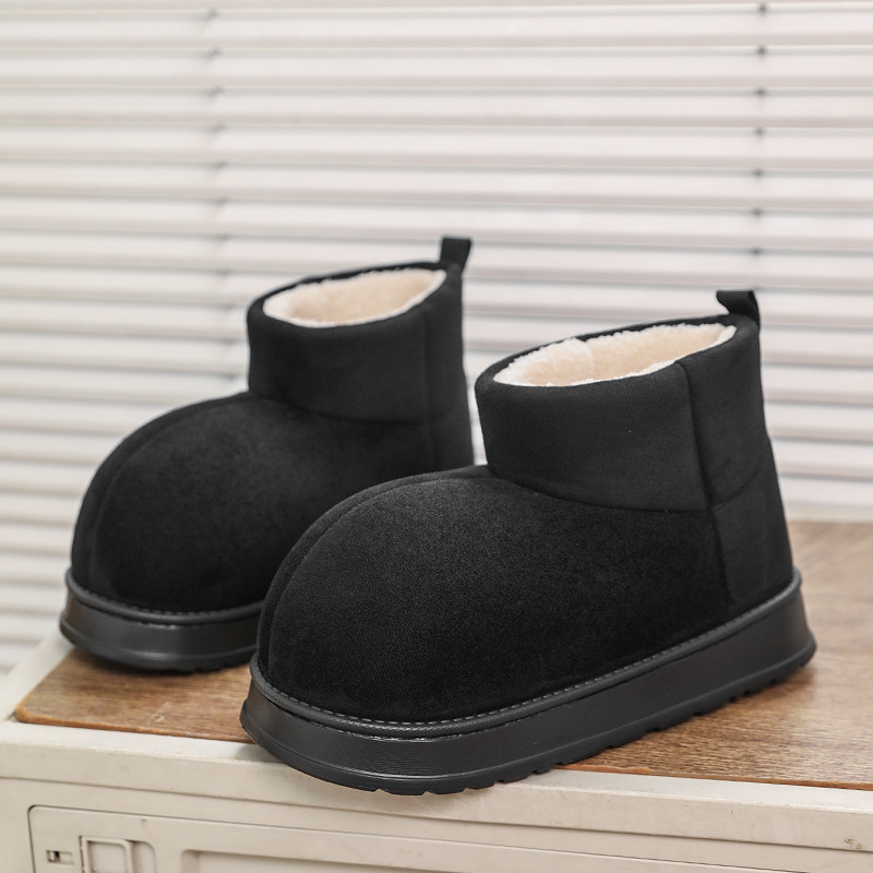 Zimné snehové čižmy – kórejský štýl, teplá podšívka, unisex (Zvýšenie výšky; Okrúhla špička; Vrchný materiál: bavlna; Výška podpätku: stredná 3–5 cm)