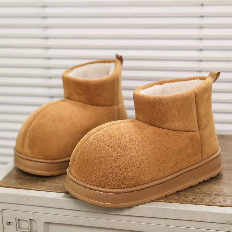 Zimné snehové čižmy – kórejský štýl, teplá podšívka, unisex (Zvýšenie výšky; Okrúhla špička; Vrchný materiál: bavlna; Výška podpätku: stredná 3–5 cm)