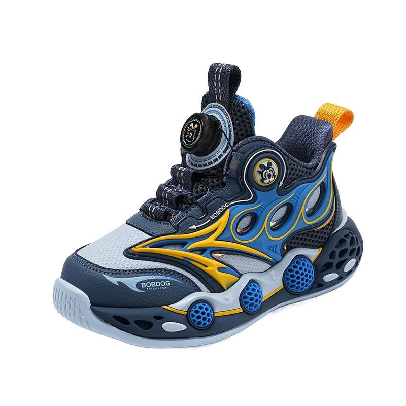 Bobdog fiúknak való kosárlabda cipők – felsőrész szintetikus bőrből, EVA talp, csíkos mintázat, légáteresztő, könnyű, csúszásgátló és ütéscsillapító, kemény talajra