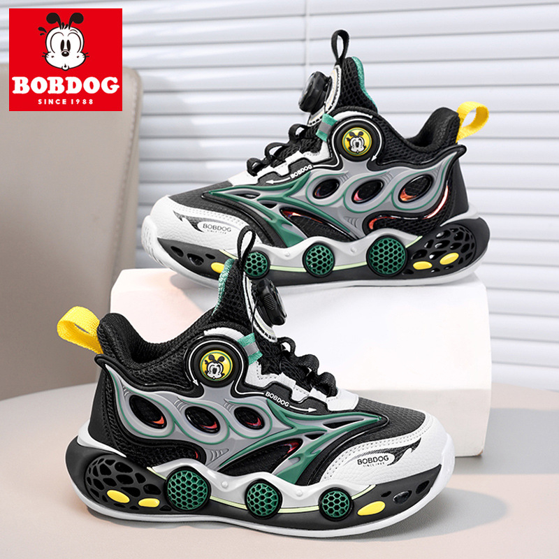 Bobdog fiúknak való kosárlabda cipők – felsőrész szintetikus bőrből, EVA talp, csíkos mintázat, légáteresztő, könnyű, csúszásgátló és ütéscsillapító, kemény talajra