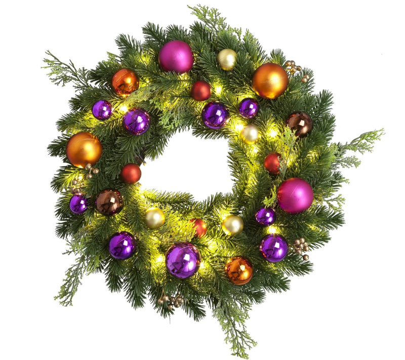 Vianočný veniec na dvere – PE materiál, vidiecky štýl, poloručná a polomotorická výroba, darček k Vianociam