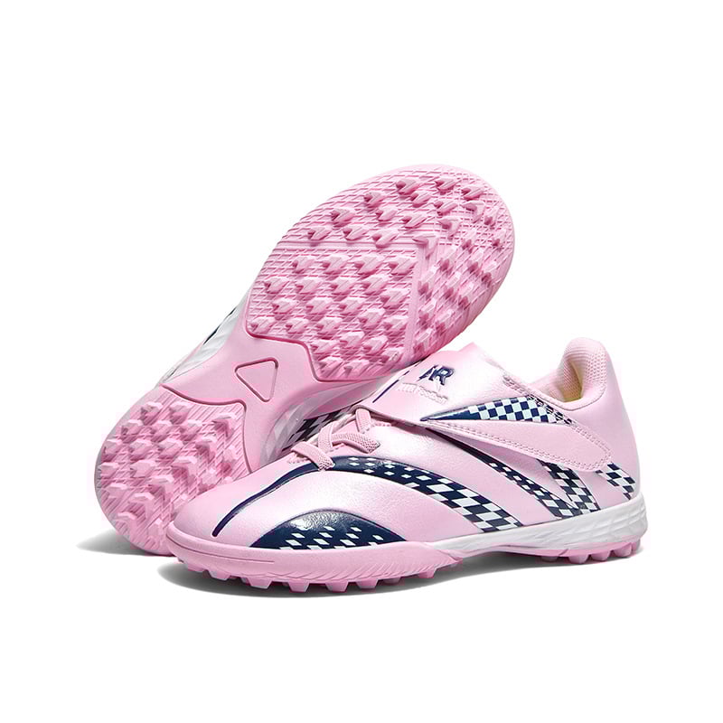 Παιδικά παπούτσια ποδοσφαίρου με Velcro κλείσιμο, επάνω μέρος από συνθετικό δέρμα, αναπνεύσιμη κατασκευή, αντιολισθητική σόλα από καουτσούκ, κατάλληλα για φυσικό και τεχνητό χλοοτάπητα.