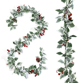 Mű rattan-liana dekoráció szimulált levelekkel és gyümölcsökkel; anyag: selyemvirágok